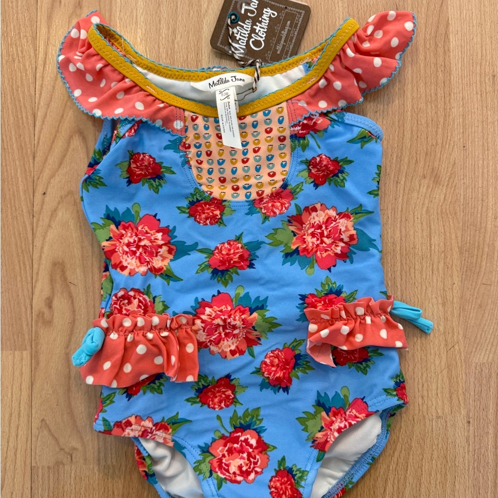 Matilda Jane Colorful Floral Swimsuit 18-24 months NWT